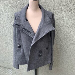 Pinko Gray Double-Breasted Pea Coat